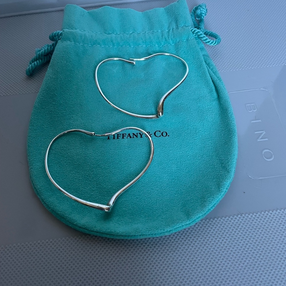 Tiffany & co open heart hoop earrings